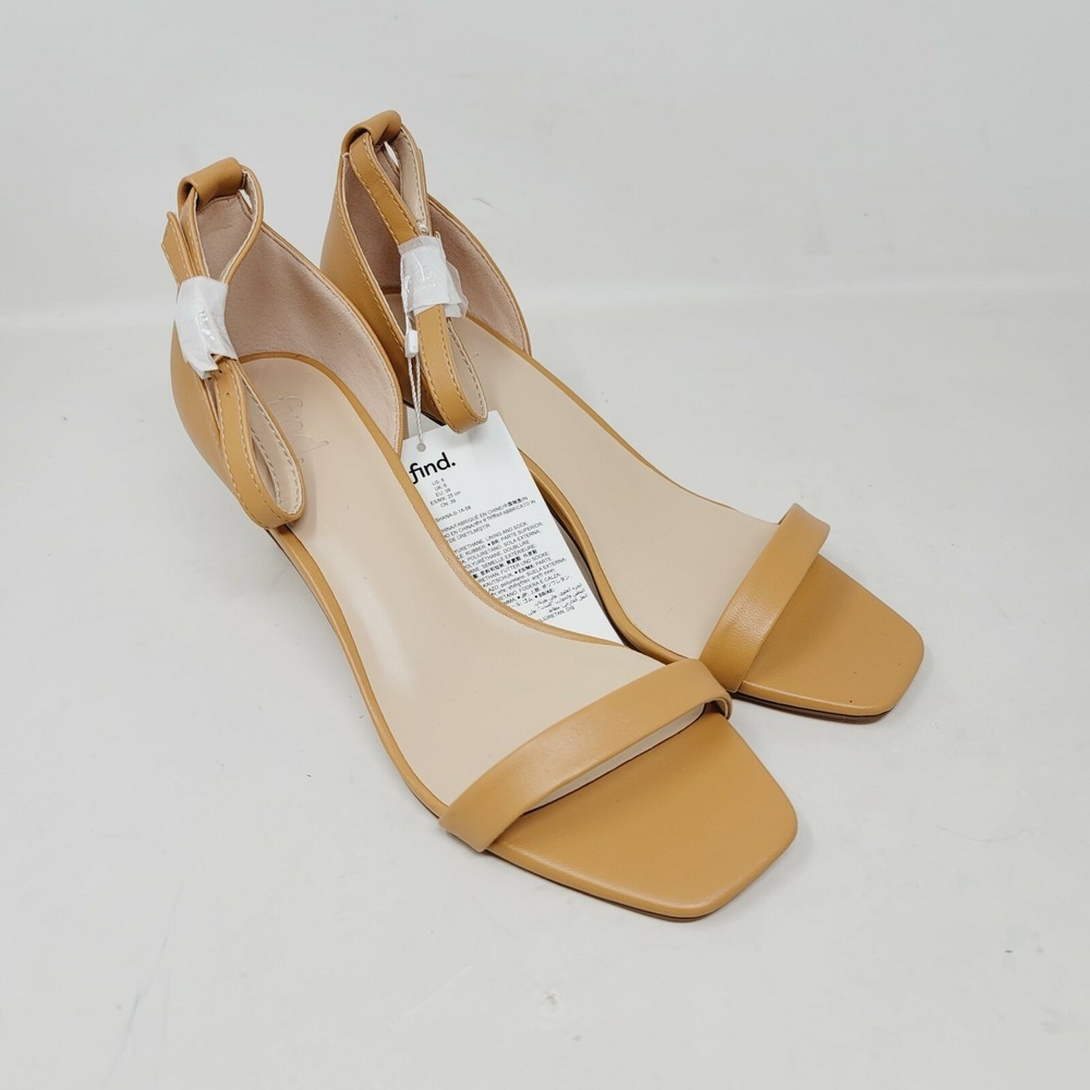 Find. women's pumps Sz 8 M leather Ankle Strap Shana Heeled Sandals